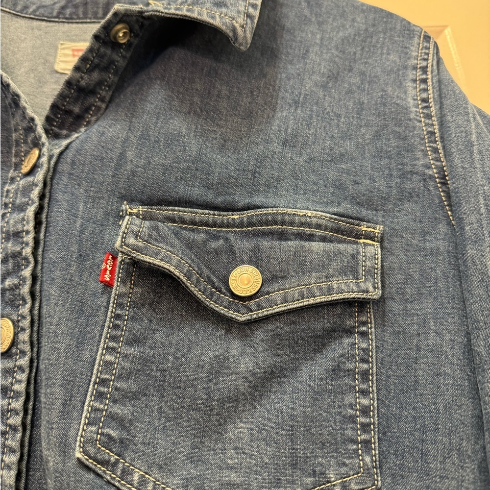 Levis Blue Buttons Denim Jeans Top Ellie Long Dress Western - Picture 5 of 10
